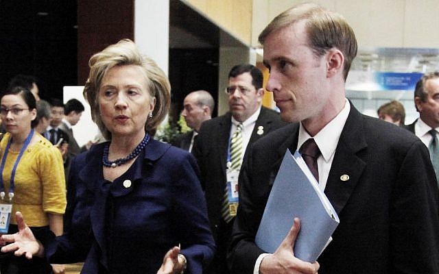 This Nov. 11, 2009 file photo shows then-Secretary of State Hillary Rodham Clinton walking with then-Deputy Chief of Staff Jake Sullivan in Singapore. (AP Photo/Ng Han Guan, File) This Nov. 11, 2009 file photo shows then-Secretary of State Hillary Rodham Clinton walking with then-Deputy Chief of Staff Jake Sullivan in Singapore. (AP Photo/Ng Han Guan, File)