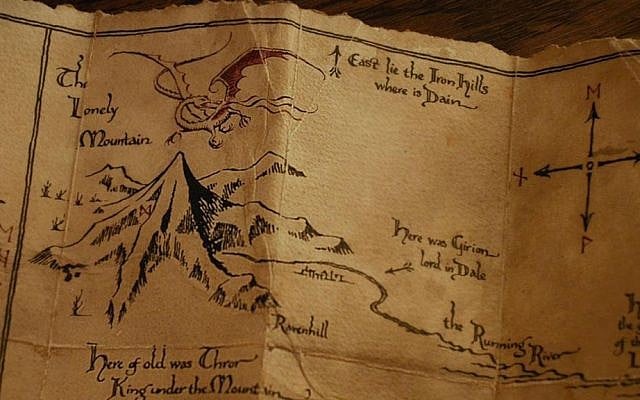 A map of the dwarves' ancient homeland, showing the Lonely Mountain (photo courtesy: Warner Bros.)