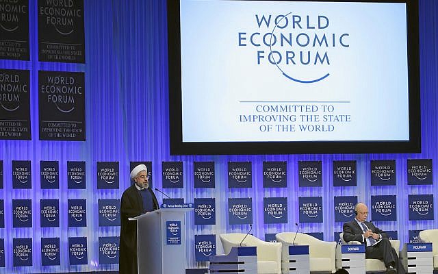 Hassan Rouhani speaking at Davos Thursday. (photo credit: World Economic Forum) Hassan Rouhani speaking at Davos Thursday. (photo credit: World Economic Forum)
