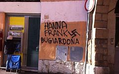 Anti-Semitic graffiti in Rome's District III on Saturday, January 25, 2014. (photo credit: Yuri Bugli, Facebook)