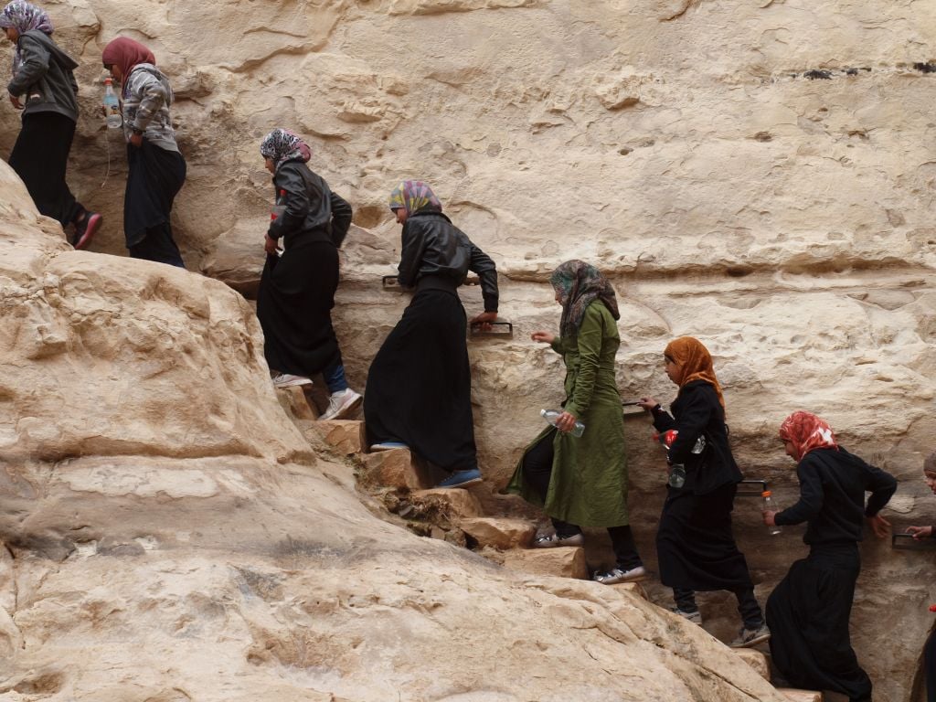 Rachel Alexander shot this at the Ein Avdat Canyon. "I captured this moment in a flurry of shots. I was inspired by these girls, their headscarves, and my inability to see their faces. I hope people take away the multitude of identities that constitute Israeli society and a new appreciation for who Israel is." (photo credit: Rachel Alexander)