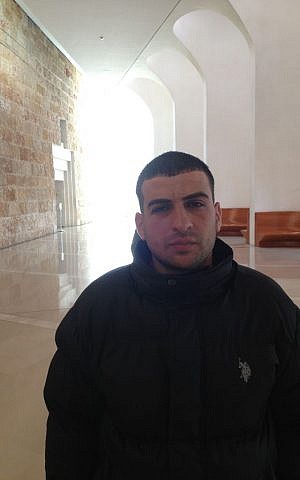 Palestinian petitioner Mazen Odeh at the Supreme Court in Jerusalem, January 7, 2014 (photo credit: Times of Israel/Elhanan Miller) 