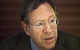 Former Canadian justice minister Irwin Cotler speaks to the media during a press conference in Jerusalem, Dec. 30, 2009 (photo credit: AP/Dan Balilty)