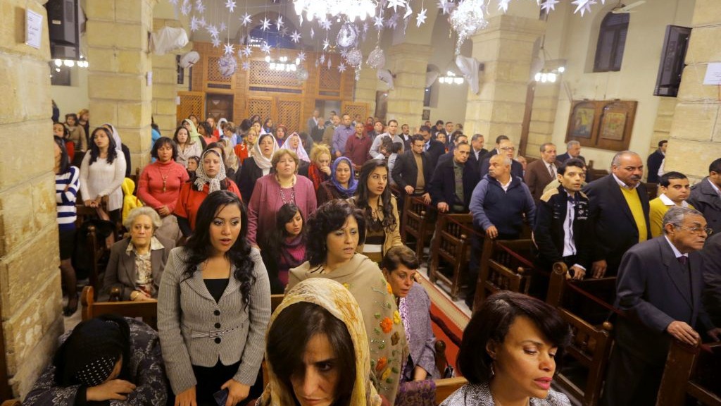 Coptic Christians celebrate Christmas Eve at Cairo's Church of the Virgin Mary, on Monday (photo credit: AP/Amr Nabil) Coptic Christians celebrate Christmas Eve at Cairo's Church of the Virgin Mary, on Monday (photo credit: AP/Amr Nabil)