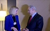 Prime Minister Benjamin Netanyahu and Yahoo CEO Marissa Mayer meet in Davos, Switzerland, Thursday, January 23, 2014 (screen capture: YouTube)