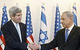 US Secretary of State John Kerry meets with Israeli Prime Minister Benjamin Netanyahu in Jerusalem on January 2, 2014. (photo credit: Miriam Alster/Flash90)