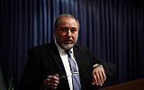 Foreign Minister Avigdor Liberman in Jerusalem, January 5, 2014 (photo credit: Flash90)