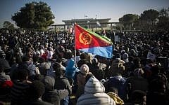 Thousands of African migrants demonstrate outside the Knesset on January 8, 2014. (Photo credit: Yonatan Sindel/Flash90)
