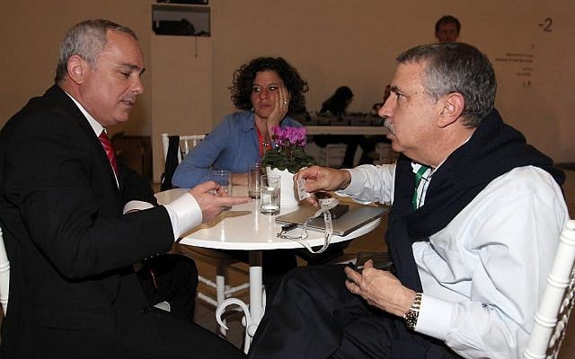 Journalist Thomas L. Friedman (right) speaks with Intelligence Minister Yuval Steinitz at the 7th Annual International INSS Conference in Tel Aviv, on January 29, 2014. (Photo credit: Gideon Markowicz/Flash90) Journalist Thomas L. Friedman (right) speaks with Intelligence Minister Yuval Steinitz at the 7th Annual International INSS Conference in Tel Aviv, on January 29, 2014. (Photo credit: Gideon Markowicz/Flash90)