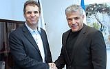 Google Israel chairman Meir Brand (L) with former Israeli Finance Minister Yair Lapid (Photo credit: Courtesy)