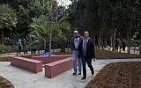 In Tel Aviv's Gan Meir, a new monument honors gays and lesbians persecuted by the Nazis during World War II (photo credit: AP/Oded Balilty)