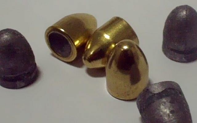 Illustrative photo of handgun projectiles (photo credit: Wikimedia Commons public domain) Illustrative photo of handgun projectiles (photo credit: Wikimedia Commons public domain)
