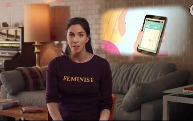 Sarah Silverman wears her feminism on her, ahem, sleeve. (YouTube screenshot)