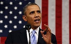 US President Barack Obama delivers the State of Union address before a joint session of Congress in the House chamber, Tuesday, January 28, 2014, in Washington (photo credit: AP/Larry Downing, Pool)