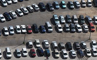 Bird's-eye view of a parking lot in Jerusalem. (photo credit: Nati Shohat/Flash90)