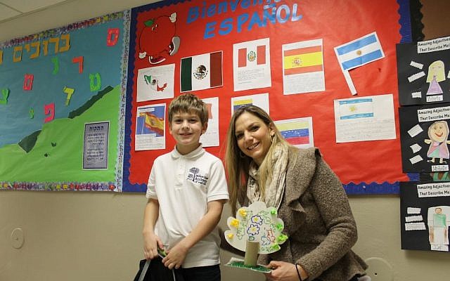 Alejandra Schatzky-Cohen, who immigrated to the Miami area from  Venezuela five years ago, has four children at Jacobson Sinai Academy, including her son, Joseph. (Uriel Heilman/JTA)