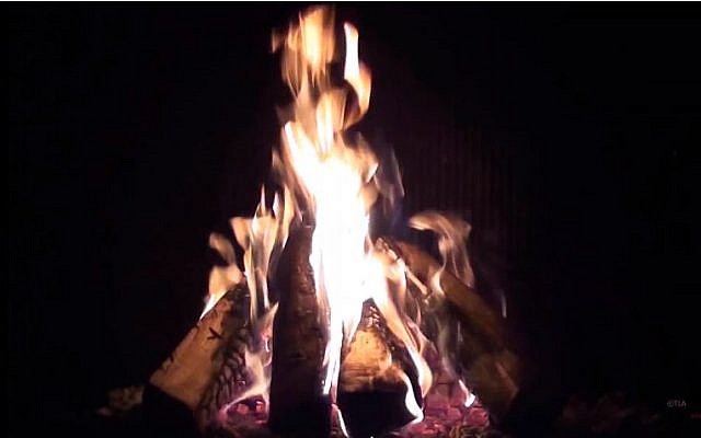 A roaring fire (screen capture: YouTube)