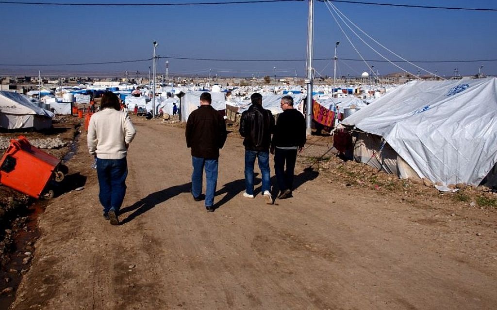 Illustrative photo of rows of tents in a refugee camp in Iraqi Kurdistan (photo credit: courtesy/Kelsey Cannon)