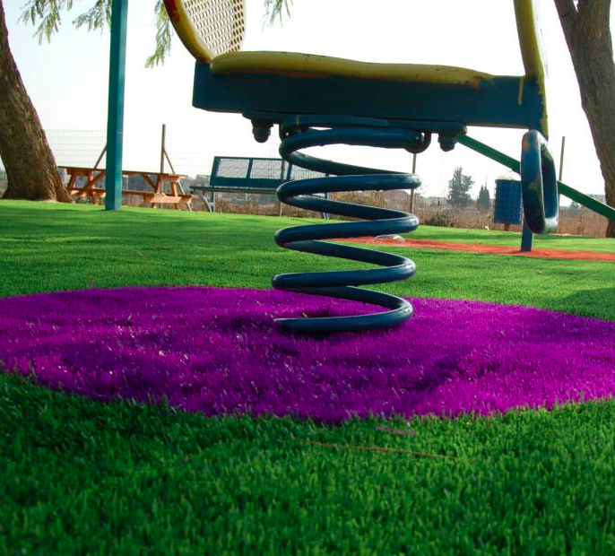 The purple and green expanses of fake grass, as offered by Pashut Yarok, just in time for Tu Bishvat (Courtesy Pashut Yarok) The purple and green expanses of fake grass, as offered by Pashut Yarok, just in time for Tu Bishvat (Courtesy Pashut Yarok)