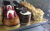 Strawberries, chocolate and cream on the pastries at Gaya Bertele (photo credit: Jessica Steinberg/Times of Israel)