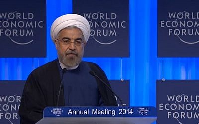 Hassan Rouhani speaking at Davos Thursday. (Screenshot: Davos World Economic Forum)