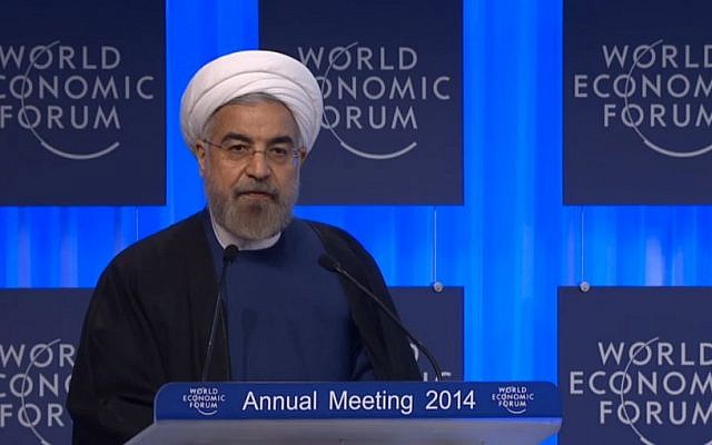 Hassan Rouhani speaking at Davos Thursday. (Screenshot: Davos World Economic Forum)