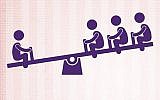 An image from the JCDecaux campaign showing an overweight child on a seesaw lifting three other children. (photo credit: JCDecaux)