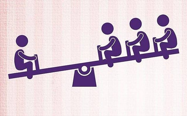 An image from the JCDecaux campaign showing an overweight child on a seesaw lifting three other children. (photo credit: JCDecaux) An image from the JCDecaux campaign showing an overweight child on a seesaw lifting three other children. (photo credit: JCDecaux)