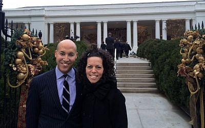 Stosh Cotler, right, is taking over as CEO of Bend the Arc from Alan van Capelle, left. They are pictured here outside the White House. (photo credit: Courtesy of Bend the Arc/JTA)