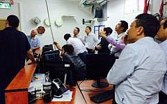 Members of the Taiwanese delegation at the Ramat Hasharon security commande center (Photo credit: Courtesy)