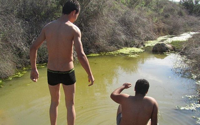 Youths prepare to swim in the cool waters of the Tzaanan Pool. (photo credit: Talila Livshutz)