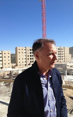 Bashar Masri at Rawabi's construction site (photo credit: Elhanan Miller/Times of Israel)