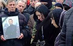 Alexander Scherbatyuk 's funeral in Chernivtsi, Ukraine on February 23, 2014. (courtesy World ORT)