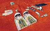 A conceptional illustration of a potential Mars colony (photo credit: Courtesy NASA)
