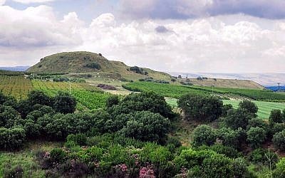 The tell of Abel Beth Maacah from the northwest, with the Golan Heights in the background. (photo credit: Ferrell Jenkins)