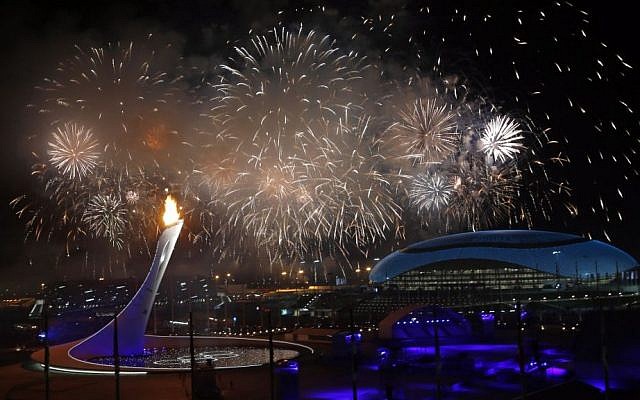Fireworks are seen over the Olympic Park during the opening ceremony of the 2014 Winter Olympics in Sochi, Russia, Friday, Feb. 7, 2014. (photo credit: AP/Julio Cortez) Fireworks are seen over the Olympic Park during the opening ceremony of the 2014 Winter Olympics in Sochi, Russia, Friday, Feb. 7, 2014. (photo credit: AP/Julio Cortez)