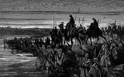 "The Children of Israel crossing the Jordan," by Gustave Doré (photo credit: Wikimedia Commons)