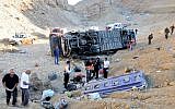 The aftermath of a fatal 2008 bus crash near Eilat, in which 24 were killed and dozens wounded. (photo credit: Flash 90)
