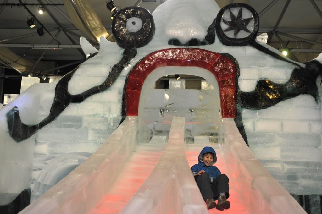 A replica of the monster slide at the annual Ice Festival (Courtesy Flash 90)