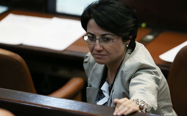 MK Hanin Zoabi of the Arab Balad party seen during a plenum session in the Knesset on April 29, 2013 (photo credit: Yonatan Sindel/Flash90) MK Hanin Zoabi of the Arab Balad party seen during a plenum session in the Knesset on April 29, 2013 (photo credit: Yonatan Sindel/Flash90)