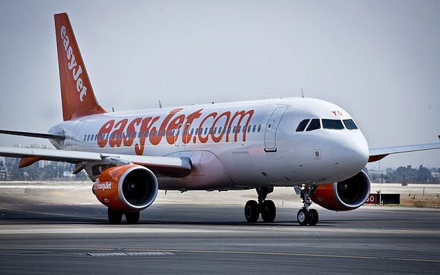 File. An Easyjet Airline flight at Ben Gurion International Airport (Moshe Shai/FLASH90)