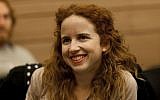 Labor Party member Stav Shaffir at a Finance committee meeting in the Knesset. December 16, ,2013 (photo credit: Flash90)