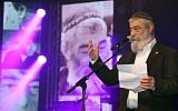 Musician Ariel Zilber receives a prize for contribution to music at a ceremony of the Israeli Association of Composers, Authors and Publishers of Music in Tel Aviv on February 3, 2014. The association changed the title of the award it presented him, from lifetime achievement, over his extreme right-wing views. (Photo by Gideon Markowicz/Flash90)