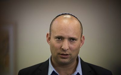 Economy Minister Naftali Bennett seen during a press conference in Jerusalem on February 5, 2014. (photo credit: Yonatan Sindel/Flash90)