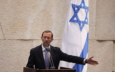 Likud MK Moshe Feiglin addresses the Knesset plenum during a debate of Israeli sovereignty on the Temple Mount, Tuesday, February 25, 2014 (photo credit: Flash90)