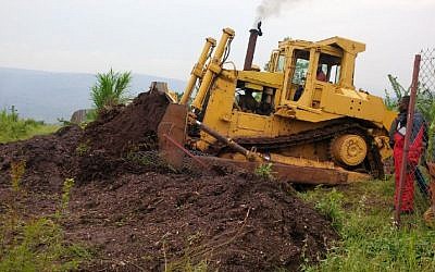 Field construction of a solar field is underway on land belonging to the Agahozo-Shalom Youth Village for youth orphaned during and after the 1994 Rwandan genocide, located 60 km from the capital of Kigali. (Photo credit: Courtesy)