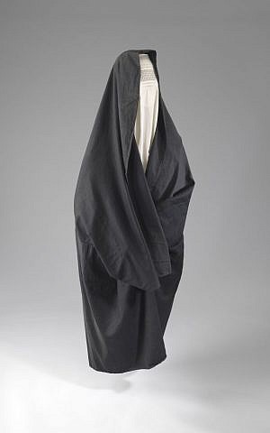 Jewish women’s wrap (chader) and face veil ( ruband) Herat, Afghanistan mid-20th century (photo credit: Courtesy/The Israel Museum)