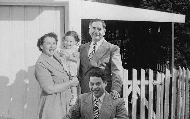 Filmmaker Lynn Schneider as a baby with her father Bob and grandparents Kitty and Julius in Los Angeles, where Hungary was never mentioned. (courtesy of Lynn Schneider)