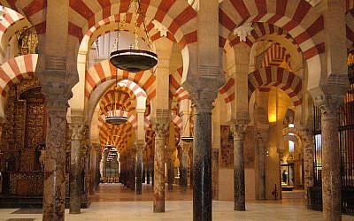 Interior of La Mezquita, the Mosque-Cathedral of Cordoba, Spain (photo credit: eliahh/Wikimedia Commons)