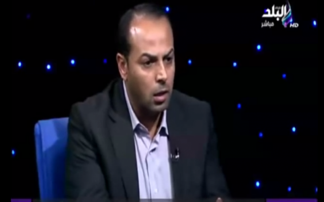 Former Hamas spokesman Ayman Taha during a television interview, November 2012 (photo credit: YouTube image grab) Former Hamas spokesman Ayman Taha during a television interview, November 2012 (photo credit: YouTube image grab)